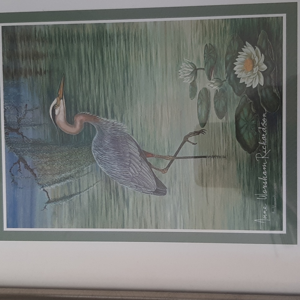 Framed Heron Art Print - Picture 2 of 7